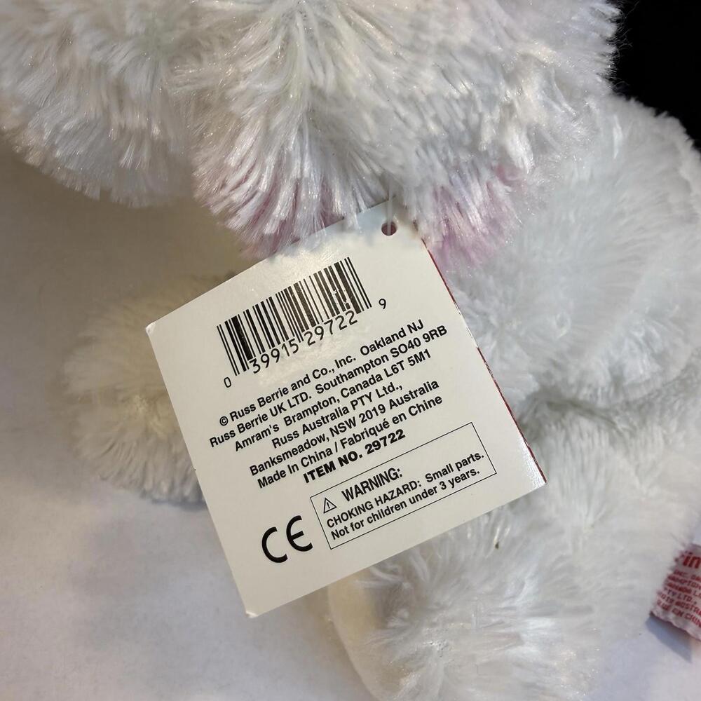 Russ Vintage Berrie MUFFIN Soft Plush Toy Puppy Dog ~ Pink Tip Ears & Bows ~ Tag - Picture 7 of 9